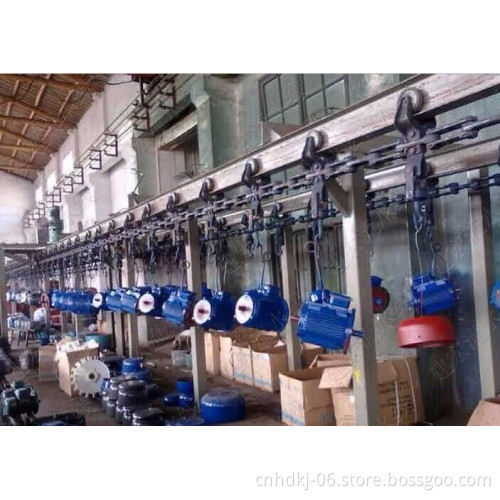 Electric power overhead rail trolley for LPG cylinder powder coating